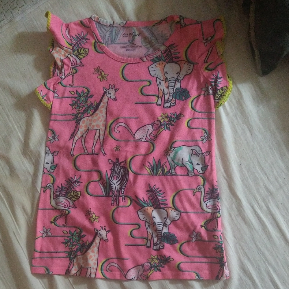 Cat & Jack Pink Animal Print Tee - Sleepwear